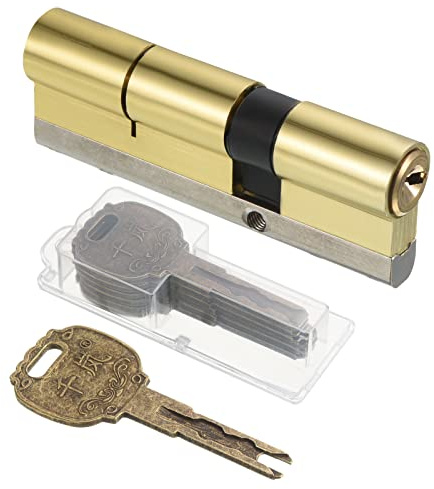 PATIKIL 32.5/57.5 (90mm Overall) European Double Lock Cylinder, Door Cylinder Lock with 2 Renovation Keys / 6 Owner Keys