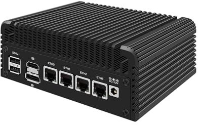 Micro Firewall Appliance, Mini PC, VPN, Router PC, Intel Alder Lake-N 12th Gen N100, HUNSN RJ35, GPIO, TF Slot, HDMI, DP, 4 x 2.5GbE I226-V, Barebone, NO RAM, NO Storage, NO System