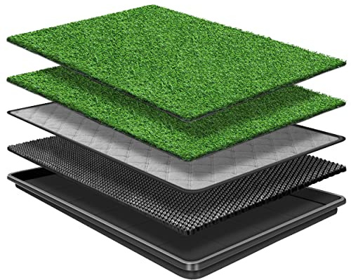 GoldOuya 60 x 90 CM Dog Grass Pad With Tray for Indoor/Outdoor Potty Training - Reusable and Easy to Clean