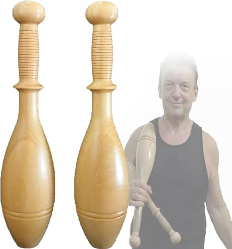 Wood Indian Clubs Pair 2lb for Training Wooden Steel Club Heavy Duty, Indian Clubs for Strength Training and Rehabilitation Improves, Clubbell for Rehabilitation Improves-0.50kg/1.10lb