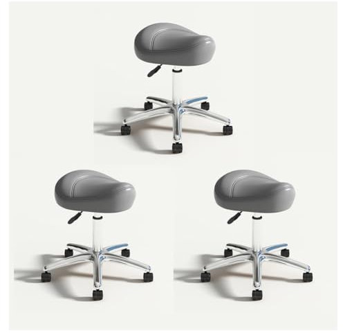 Saddle Stool Rolling Swivel Salon Stools Height Adjustable Stool Duty Large Seat Tattoo Chair with Wheels for Doctor, Shop, Nail Tech, Potters, Medical, Massage, Artist gray