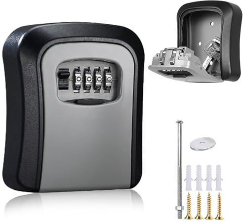 Coffre-fort à clés mural à 4 chiffres - Coffre-fort à clés extérieur - Grande capacité - Résistant aux intempéries et à la rouille - Pour garage, maison, bureau, industries