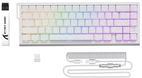 ATTACK SHARK X68PRO HE Tastiera da Gioco Wireless con Attivazione Rapida, Precisione RT 0,01 mm, Interruttore Magnetico, 8000Hz, Attuazione Regolabile, Snap Tap, RGB, C01 Cavo Spirale - Bianco