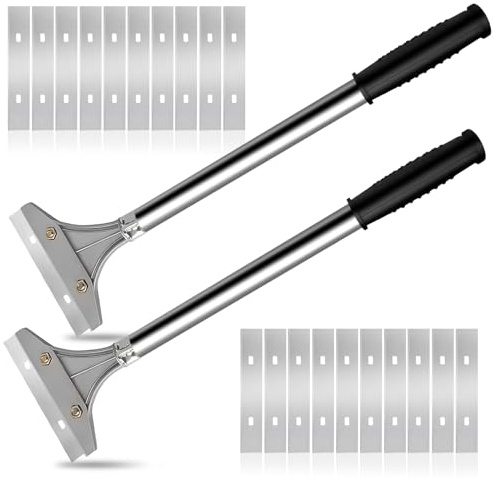 Wallpaper Scraper Tool, 2 Pack Heavy Duty Wall Scraper Tool, Non-Slip Soft Grip Paint Scrapers with 20 Replace Accessories Effortless Removal of Wallpaper Floor Tiles and Stubborn Material
