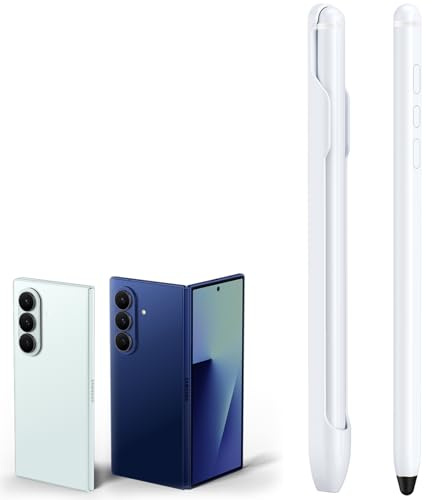 Inmatningspennor kompatibla med Samsung Galaxy Z Fold7, ersättande Slim S-penna för Galaxy Fold 7, Styluspennor + S-Pen Slot-vit