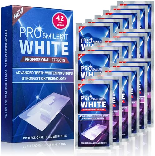 42 Piezas Tiras Blanqueadoras Dientes, Blanqueador Dental Profesional Teeth Whitening Strips, Fórmula no sensible Seguro para el Esmalte