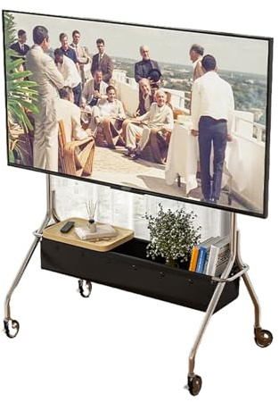 Bärbar TV Vagn för 32-75 Tums TV Apparater, Rullande TV Stativ, Högt Mobilt TV Stativ på Hjul, Golv TV Stativ med Förvaring(Black)