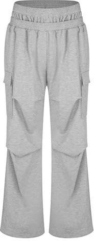 TiaoBug chinos herrbyxor normal passform cargobyxor med stora fickor stretch midjeband utomhusbyxor hip hop dansbyxor säckig byxor, GRÅ, XL