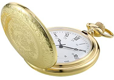 Pangda Vintage Taschenuhr Gold Stahl Herren Uhr mit Kette für Väter Tag