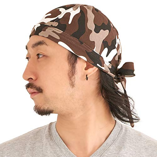 CHARM Uomo Donna Cappello Bandana - Pirata Bandane Cappellino Chef Cuoco Mare Sottocasco Bici Moto Mimetico Marrone