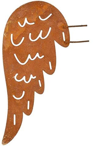 RiloStore 2 ali d'angelo da infilare, color ruggine, marrone, 11 x 5 cm, angelo custode, spina decorativa in metallo, decorazione da giardino, decorazione natalizia