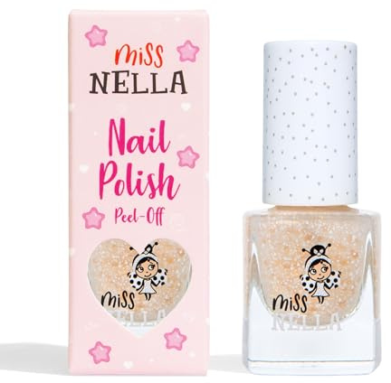 Miss Nella If The Shoe Fits - Smalto Oro Speciale con Glitter Bianchi per Bambini, Formula Atossica e Inodore, a Base d'Acqua per Facile Rimozione