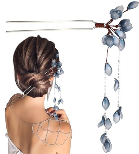 minkissy Épingle À Cheveux Chinoise Fleurie Bâton De Cheveux À Glands Accessoire De Pour Femme Coiffure Hanfu Et Cheongsam Pour Mariage Fête D’Anniversaire Saint-Valentin