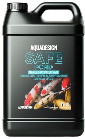 AquaDesign POND SAFE 5000ML Pond Tap Water Conditioner Dechlorinator Chlorine Remover TREATS 125,000 Litres