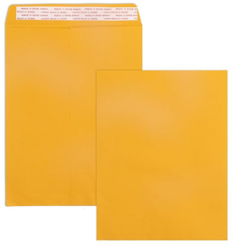 10x13 Catalog Envelopes Self Seal 100 Pack, Goefun 100GSM Paper Yellow Brown Manilla Envelopes with Peel and Seal Flap for Mailing, Organizing and Storage