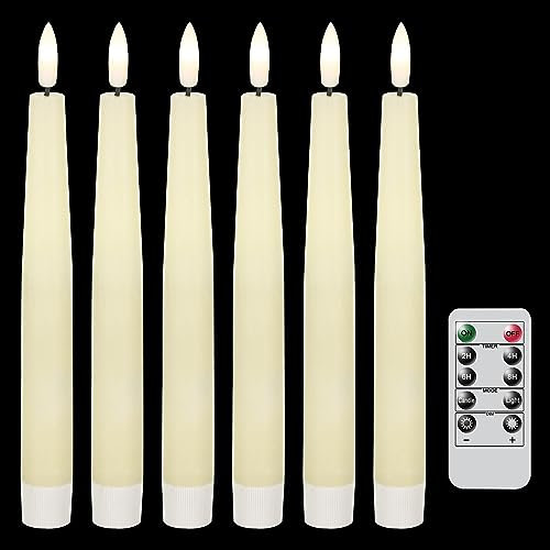 Eldnacele 21 cm flackernde LED Stabkerzen mit Timerfunktion, batteriebetriebene geburtstagslose Kerzen mit Fernbedienung für Hochzeit, Party und Weihnachtsdekoration (Elfenbein)