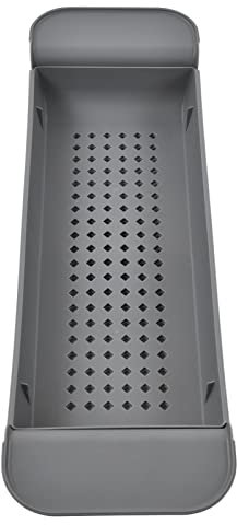 Haofy Vassoio per Vasca da Bagno, Portaoggetti per Lavello in Plastica, Ripiano Espandibile per Organizer da Bagno, per Cucina, Bagno, Bianco (Grigio)