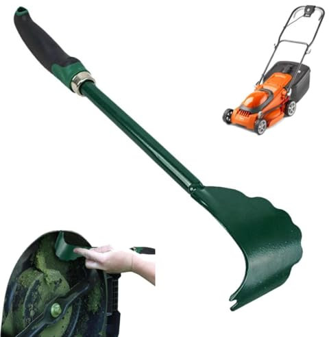 Raschietto per tosaerba con manico lungo ergonomico, strumento di pulizia efficiente aggiornato, robusto raschietto per tosaerba per manutenzione e pulizia tosaerba