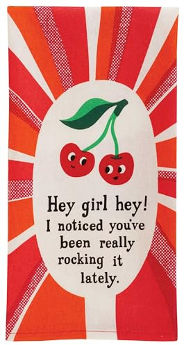 Blue Q Hey Girl Hey Dish Towel - Funny Kitchen Towels, 100% Cotton, Durable, Soft & Super Absorbent, Machine Washable, Screen-Printed, Vibrant Colors, Functional Gift Ideas, Size 28 x 21