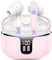 Motost Bluetooth Kopfhörer, Bluetooth 5.3 Stereo HiFi Kopfhörer mit 4 ENC Mic Geräuschunterdrückung, 2025 Mini Kopfhörer Wireless 40H LED Display, Touch Control USB-C Rosa