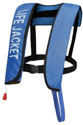 Chalecos salvavidas inflables automáticos sin cilindro, fuerte ayuda profesional de 150 n, con chaleco traqueal y kayak, playa, snorkel, azul oscuro