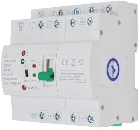 Interruptor de Transferencia Automática ATS, 4P 63A 400V, Interruptor