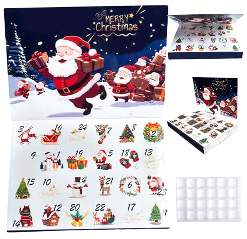 Empty Advent Calendar to Fill 24 Day Santa Pattern Advent Calendar Boxes with Flip Lid Easy Setup DIY Friendly Christmas Countdown Christmas Gifts for Kids | Calendars
