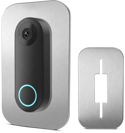 Cubierta de Acero Inoxidable para Reolink Doorbell PoE WiFi Battery, Placa de Montaje para Timbre con Cámara, Placa para Cubrir Agujeros del Timbre Antiguo y Cables en la Pared, Accesorio Exterior