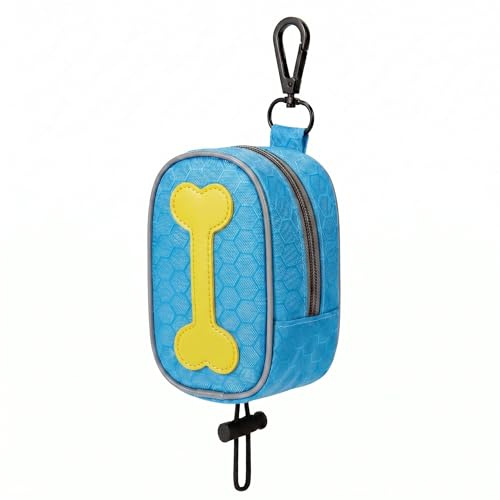 Mtbricey Dog Poop Bag Holder Puppy Waste Bag Dispenser with Zipper Metal Clip Portable Dog Poo Bag Organizer for Leash Belt Backpack Fits Most Standard Poop Bags Durable Oxford Cloth Design (Blue)