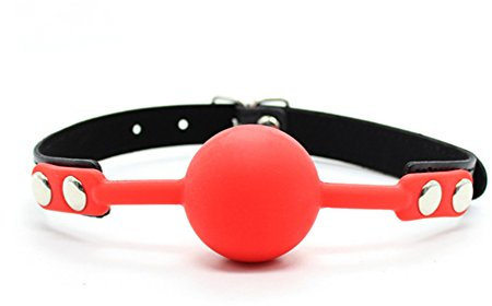 Hanyi Silikon Ball Gag SM Ball Mund Einstellbar Fetisch BDSM Mundknebel Sexspielzeug (Rot)