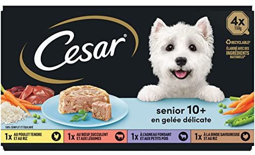 Cesar Pack de 6 Barquettes en Gelé 4 Variétés pour Chien Senior 150 g