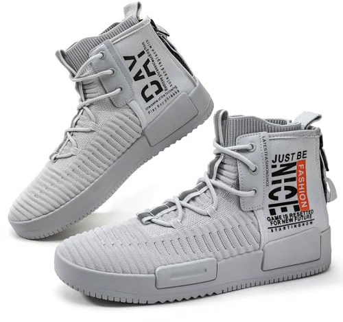 FUSHITON Baskets Homme Chaussure de Sport Fitness Sneakers Running Gym Chaussure de Mode Montante Décontractées Respirante,Gris,40 EU