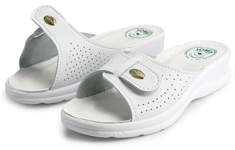 JOMIX Ciabatte Donna Estive Comode Ciabatte Donna Casa Estive Zeppa Pantofole Ortopediche Anatomiche a Strappo ITD1463-2 (Bianco, 39)
