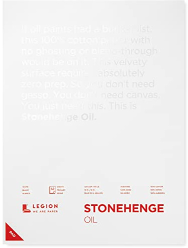 Stonehenge Oil 320g 12x16 White Pad, 12 Sheets