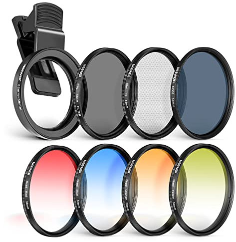 NEEWER 58mm ND+CPL+Effekt Filter Set mit Handy Phone Objektiv Klammer Polfilter ND32 6 Punkt Sternfilter 4 abgestufte Farbfilter Kompatibel mit iPhone 16 15 14 Pro Max 13 12 11 Canon Nikon Sony Kamera