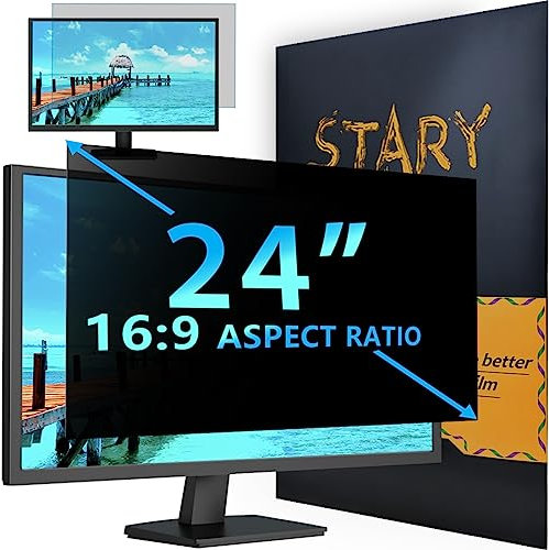 STARY Blickschutzfolie 24 Zoll für 16:9 Monitor, Anti-Blaulicht Displayschutz, Abnehmbarer Blendschutz Sichtschutzfolie,Sichtschutz für 24 Hp/Dell/Acer/Lenovo/Asus