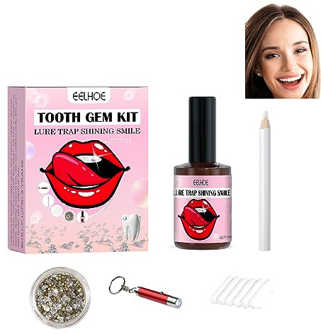 Kit Strass Dentaire, Strass Dentaire Kit Avec Colle, Bijoux Kit Dentaire Avec Lumière UV Et Sélecteur De Pierres Précieuses, Kit De Gemmes De Dents Pour Débutant