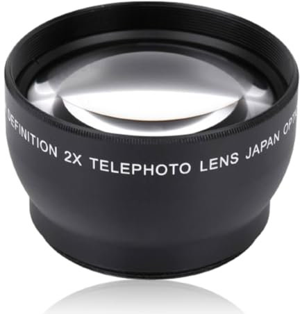 Lente Aumento De Cámara, 2.44×2.05×1.57in Aumento 2x Teleconvertidor, HD Teleobjetivo Lente De Retrato, Zoom Manual Súper Teleobjetivo Convertidor Para Lentes 52mm Diámetro Y 18-55mm Distancia Focal