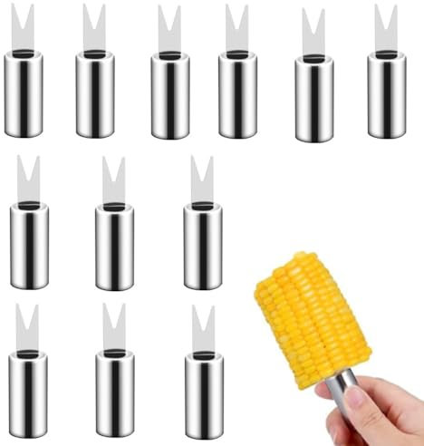 Loopunk Stainless Steel Corn Forks, 12 Pcs, Corn Cob Holders, 6.2x1.8 cm, Silver, Metal