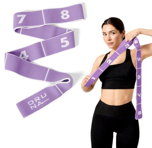 Bandas Elasticas Musculacion de Resistencia para Fitness Fisioterapia y Pilates + Gomas Gimnasio para Hacer Ejercicio y Estiramientos con 8 Asas Ajustables Unisex Purpura - Druna