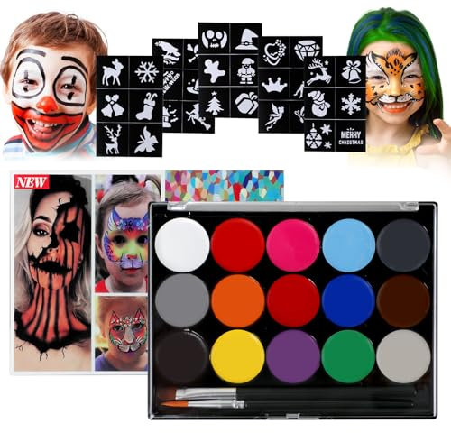 Face Painting Karneval Kinderschmink Set - Kindergesichts Kosmetik Set Gesichtsschminke und Bodypainting für Kinder und Erwachsene für Halloween, Karneval, Geburtstagsfeiern und Show (C)
