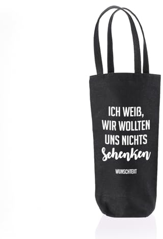 Herz & Heim® Flaschenbeutel mit Aufdruck - personalisiert - (wir wollten uns nichts schenken)