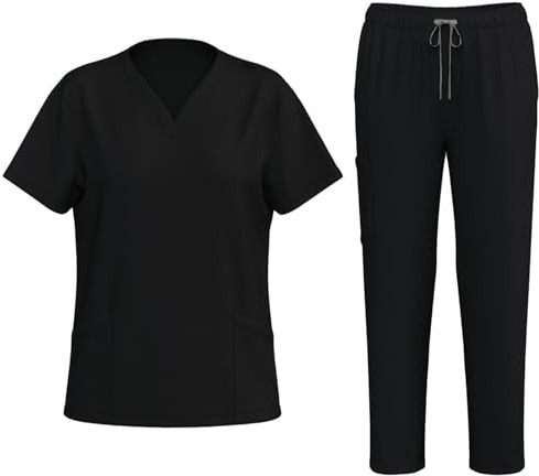 AEGJEGVD Uniforme Médicale Femme Élastique Ensemble: Haut et Pantalons + Blouse Medicale Femme/Vêtements Médicals Tenue Infirmiere Professionnelle Soldes d'été Vêtements de Travail et Uniformes