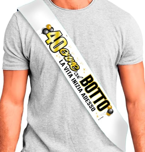 FASCIA 40 ANNI ORO - Fascia Compleanno 40enne col BOTTO | LA VITA INIZIA ADESSO – Fascia Divertente e Scherzosa – Gadget Compleanno 40 Anni – Regalo Originale Uomo Donna