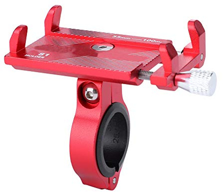 ZJchao Support de Téléphone pour Guidon de Vélo de Route en Alliage d'aluminium pour Mini Appareils Intelligents Universels Rouge, Support Léger et Réglable pour la Navigation à Vélo (Rouge)