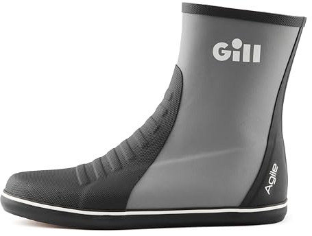 Stivali da Vela Impermeabili Agile - 100% Gomma con Suola Antiscivolo e Anti-marcatura Tagliata a Rasoio per Una Presa Superiore, Nero, 42 1/3 EU