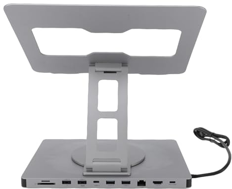 Tosuny Hub USB C 10 en 1 para Computadora Portátil con Soporte, Estación de Acoplamiento USB C Giratoria de 360° con 4K HDMI, USB2.0/3.0, RJ45, Carga PD de 100 W, Lector SD/TF, para