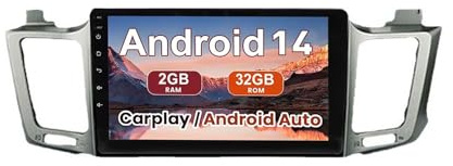 Autoradio Android da 9 per Toyota RAV4 2016-2018, Bluetooth, CarPlay, navigazione GPS, WiFi, USB, FM, telecamera per la retromarcia, impianto stereo (F7 2G+32G)