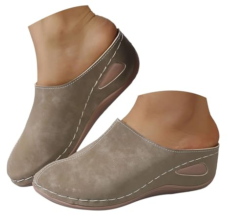 BUKKNYE Suede Clogs for Women Soft Cork Footbed Mules with Arch Support, Comfortable Slip On Closed Toe Leather Potato Shoes Sandals with Memory Foam