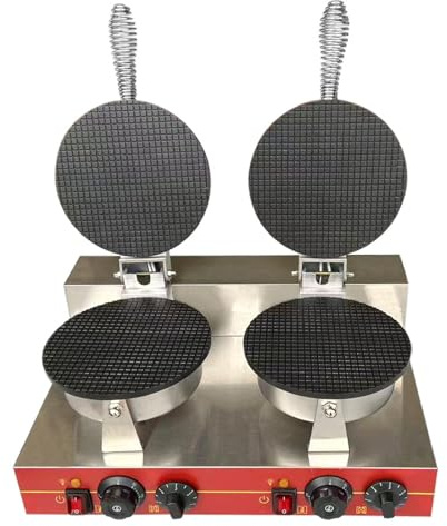 Máquina Profesional Para Hacer Conos De Gofre, Gofrera Eléctrica Comercial Con Calentamiento Uniforme Y Placas Antiadherentes Para Conos De Helado Y Postres Double-headeggrollcrepemachine
